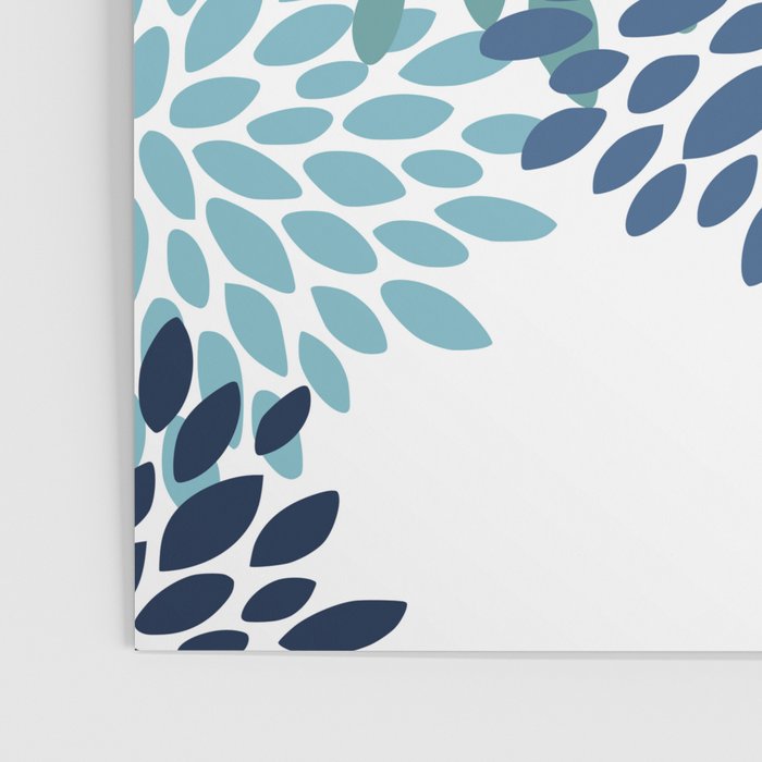 Floral Blooms, Navy, Blue and Teal Poster Gallery Image 3