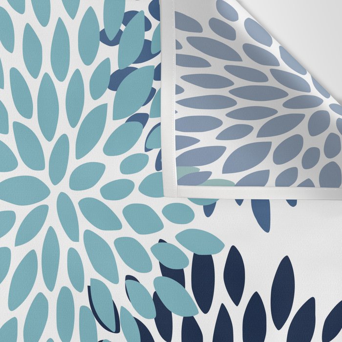Floral Blooms, Navy, Blue and Teal Wall Tapestry Gallery Image 3