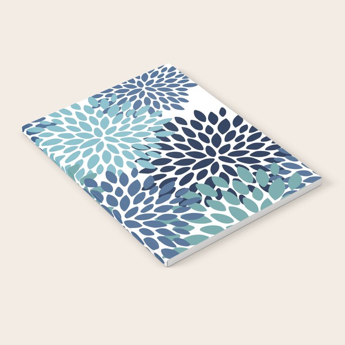 Floral Blooms, Navy, Blue and Teal Notebook Gallery Image 1