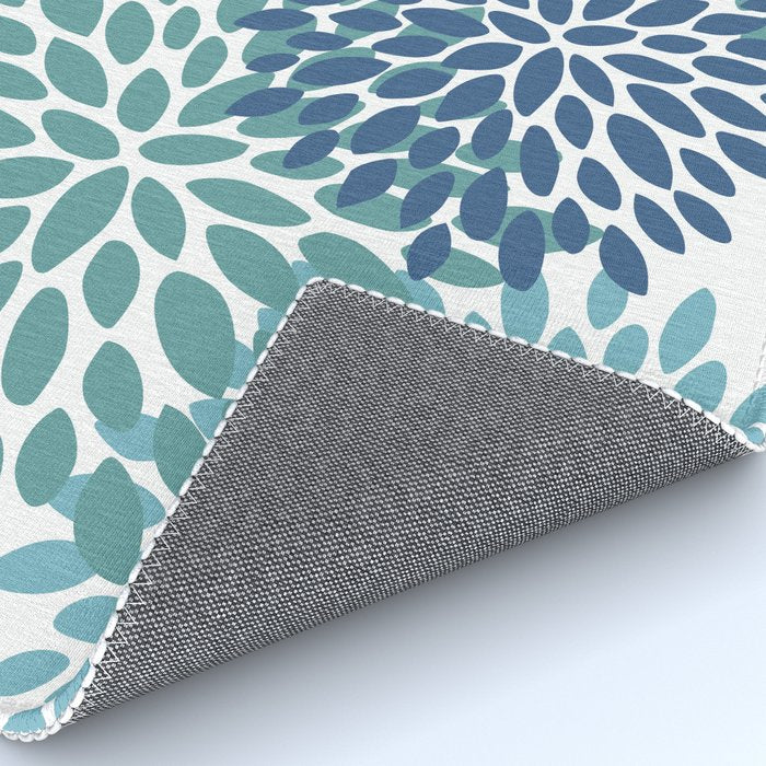 Floral Blooms, Navy, Blue and Teal Rug Gallery Image 4