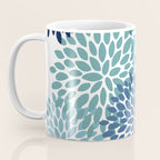 Floral Blooms, Navy, Blue and Teal Coffee Mug Gallery Image 3