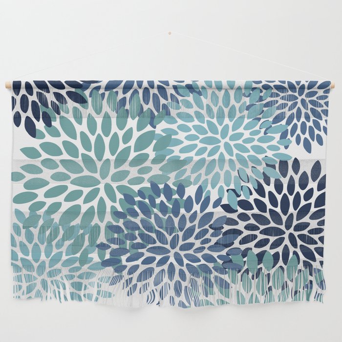 Floral Blooms, Navy, Blue and Teal Wall Hanging Gallery Image 1