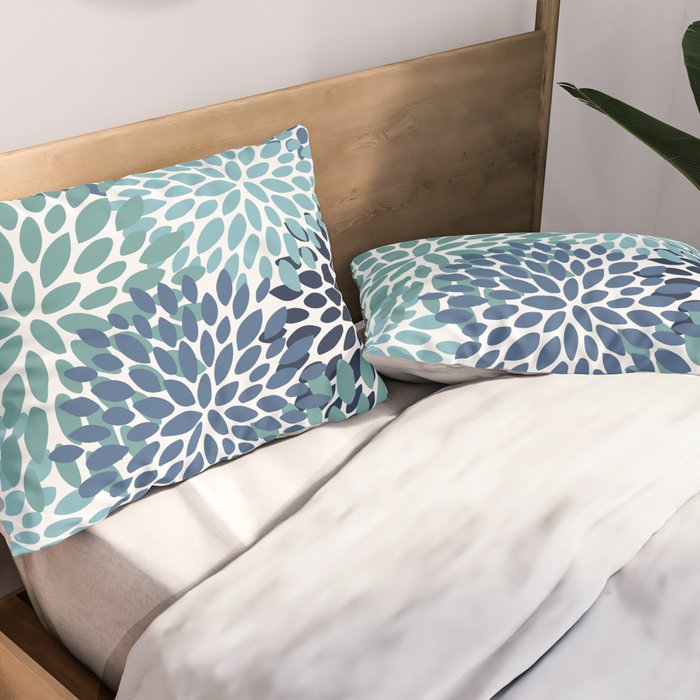 Floral Blooms, Navy, Blue and Teal Pillow Sham Gallery Image 2