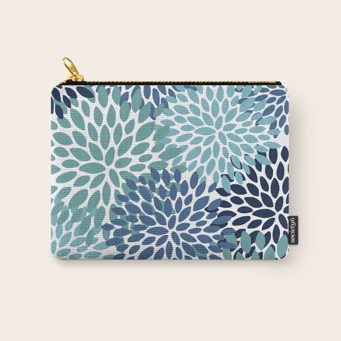 Floral Blooms, Navy, Blue and Teal Carry All Pouch Gallery Image 1