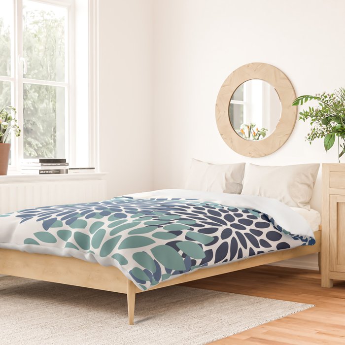 Floral Blooms, Navy, Blue and Teal Duvet Cover Gallery Image 2