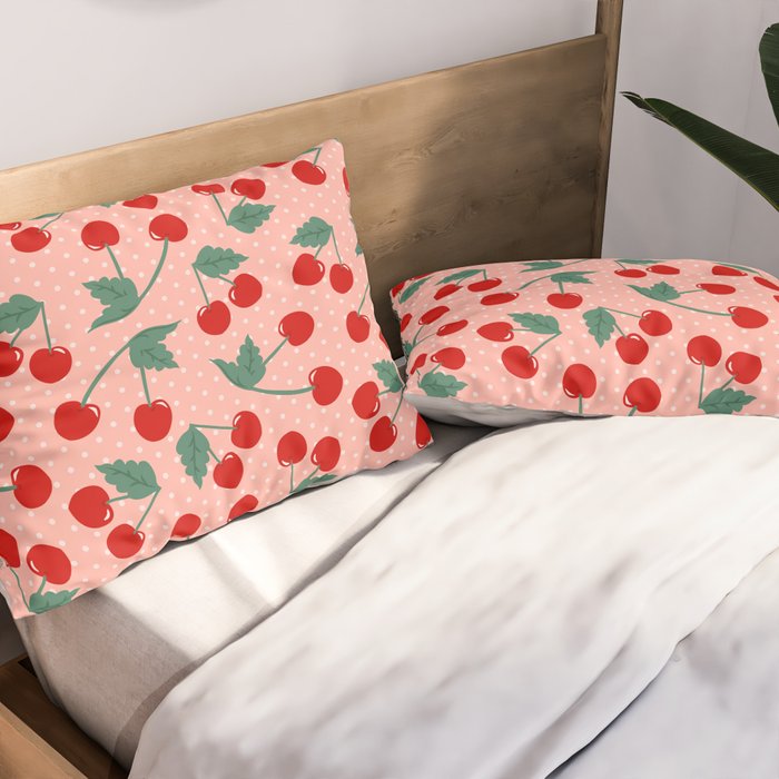 Cherry Kitsch on Pink Pillow Sham Gallery Image 2