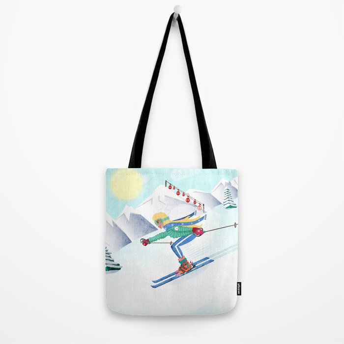 Skiing Girl Tote Bag Gallery Image 2