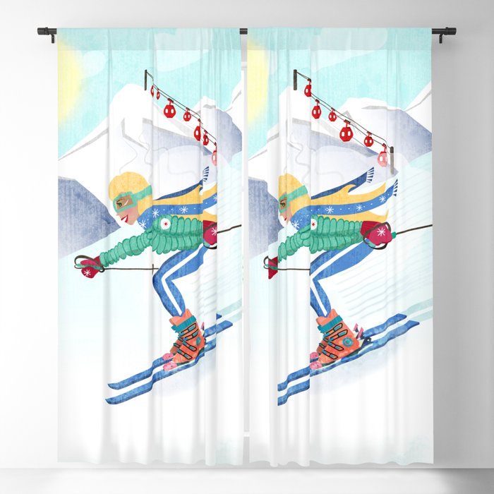 Skiing Girl Window Curtain Gallery Image 5