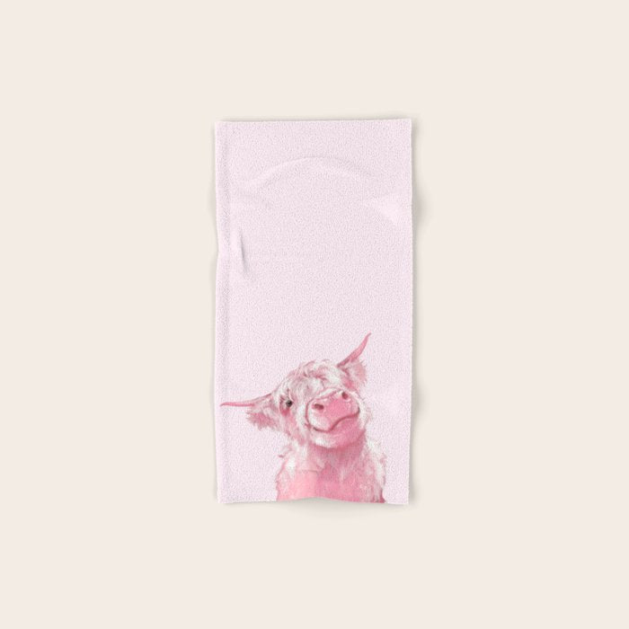 Highland Cow Pink Hand & Bath Towel Gallery Image 1
