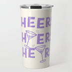 Cheers. Cocktails and Drinks in Lavender Purple And White Travel Mug Gallery Image 1