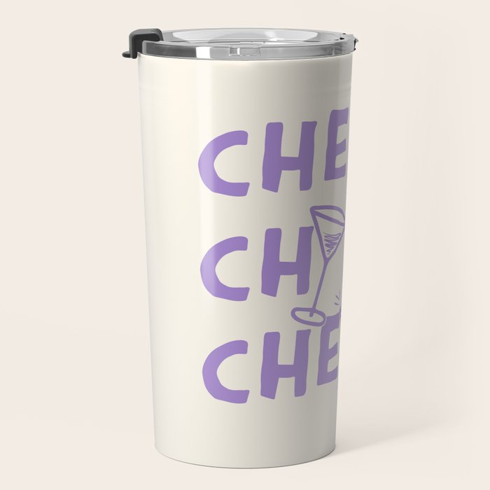 Cheers. Cocktails and Drinks in Lavender Purple And White Travel Mug Gallery Image 3