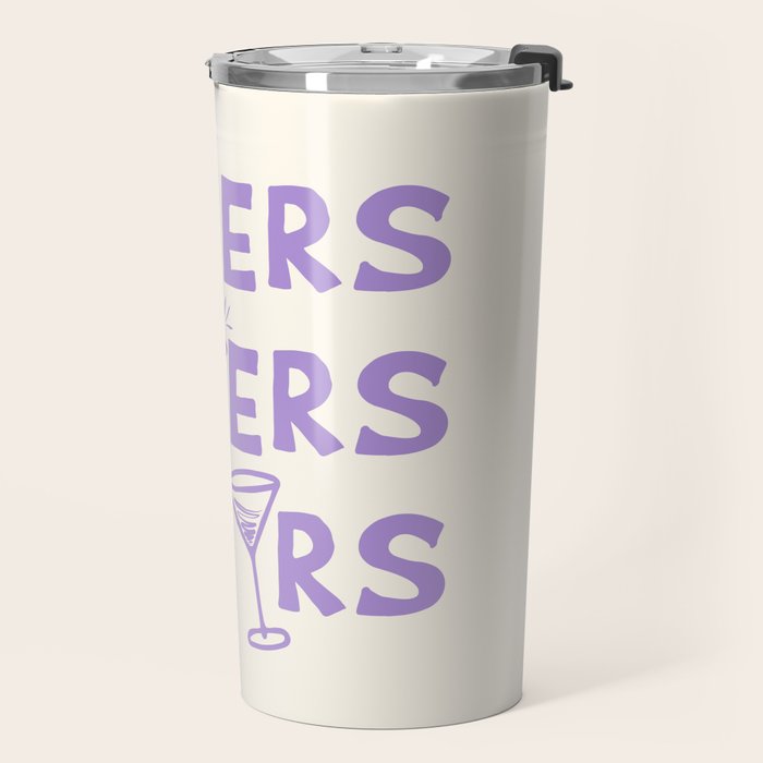 Cheers. Cocktails and Drinks in Lavender Purple And White Travel Mug Gallery Image 2