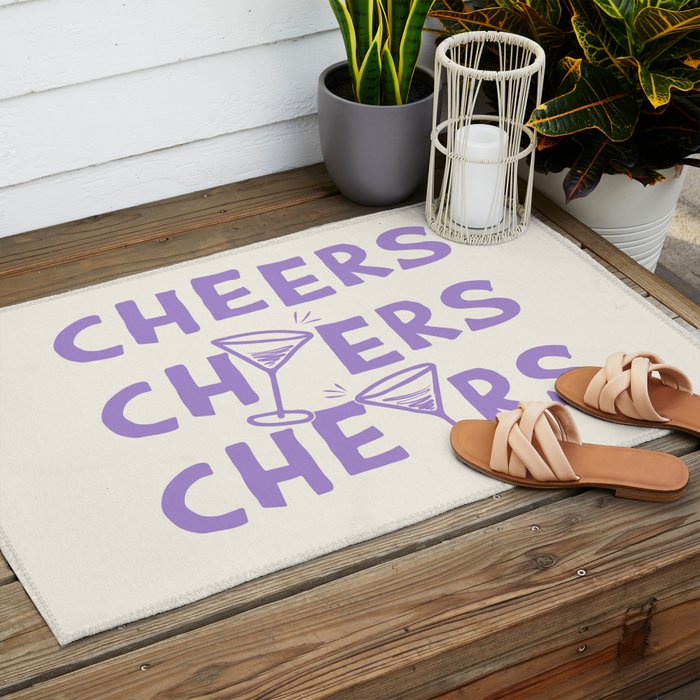 Cheers. Cocktails and Drinks in Lavender Purple And White Outdoor Rug Gallery Image 2