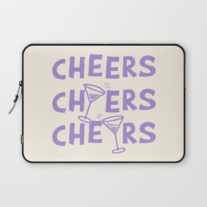 Cheers. Cocktails and Drinks in Lavender Purple And White Laptop Sleeve