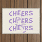 Cheers. Cocktails and Drinks in Lavender Purple And White Outdoor Rug Gallery Image 1