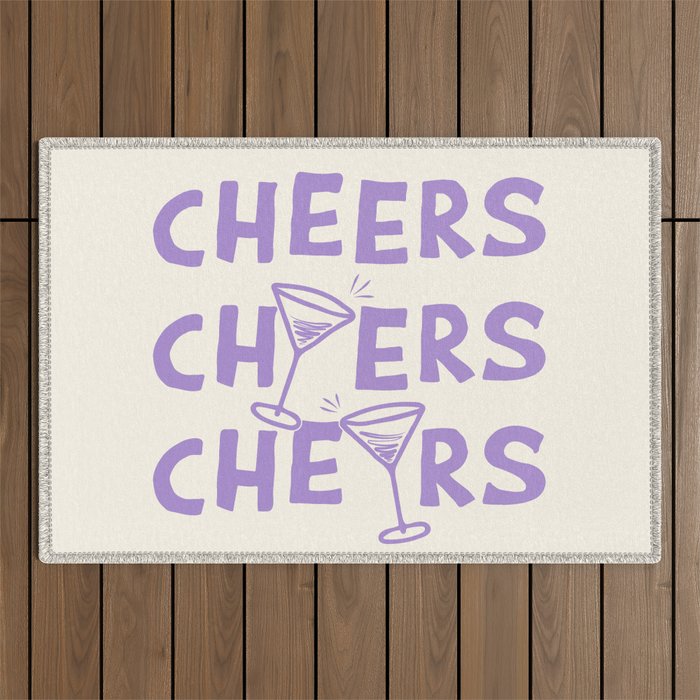 Cheers. Cocktails and Drinks in Lavender Purple And White Outdoor Rug Gallery Image 1