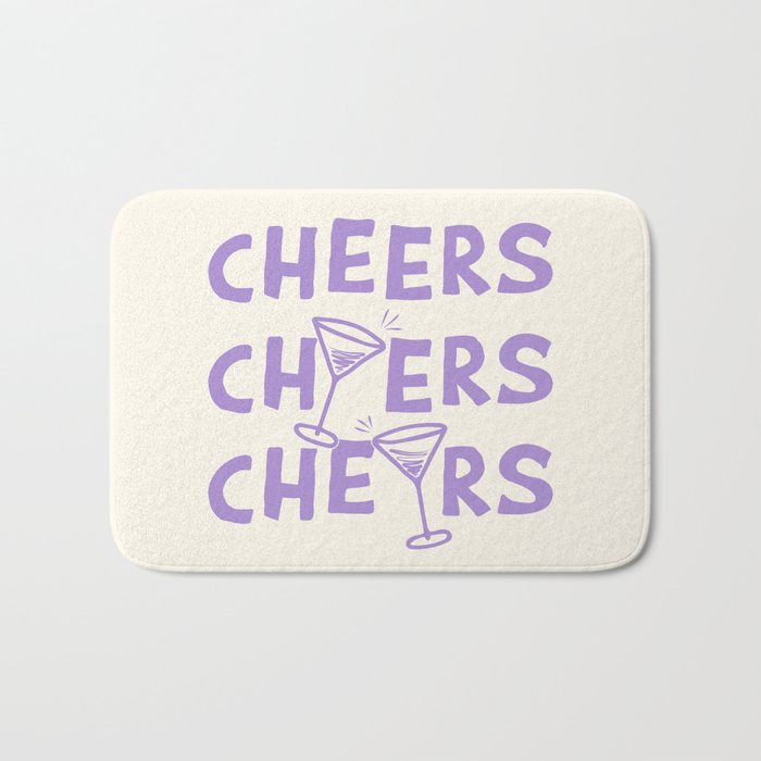 Cheers. Cocktails and Drinks in Lavender Purple And White Bath Mat Gallery Image 1