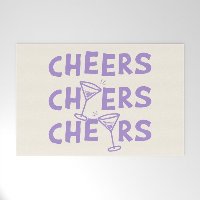 Cheers. Cocktails and Drinks in Lavender Purple And White Welcome Mat Gallery Image 1
