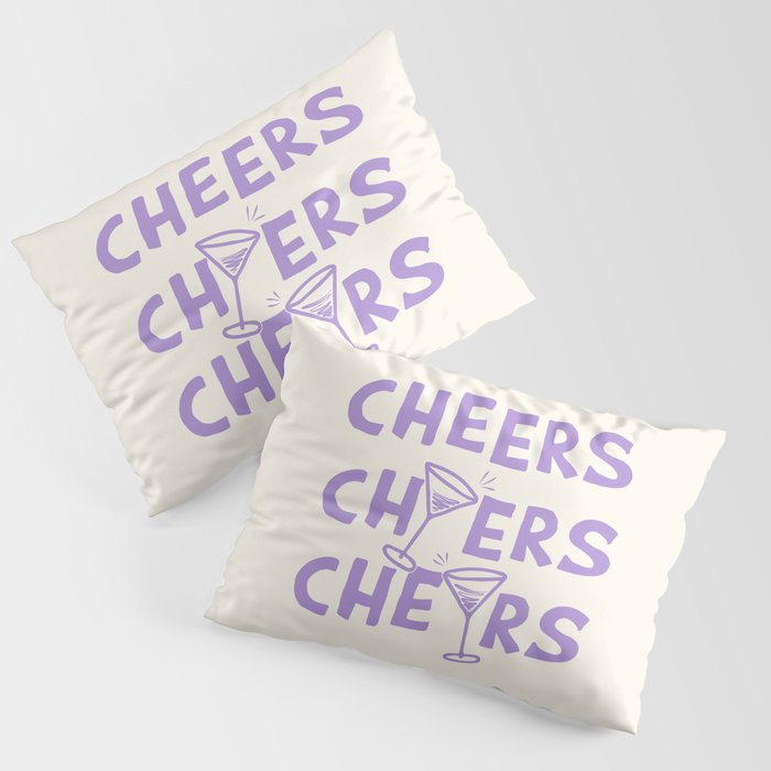 Cheers. Cocktails and Drinks in Lavender Purple And White Pillow Sham Gallery Image 3