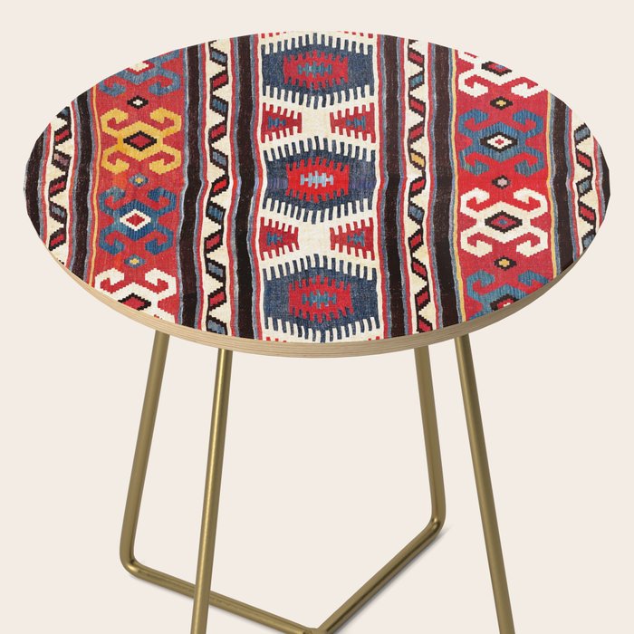 Kazak  Antique Southwest Caucasus Kilim Print Side Table Gallery Image 2