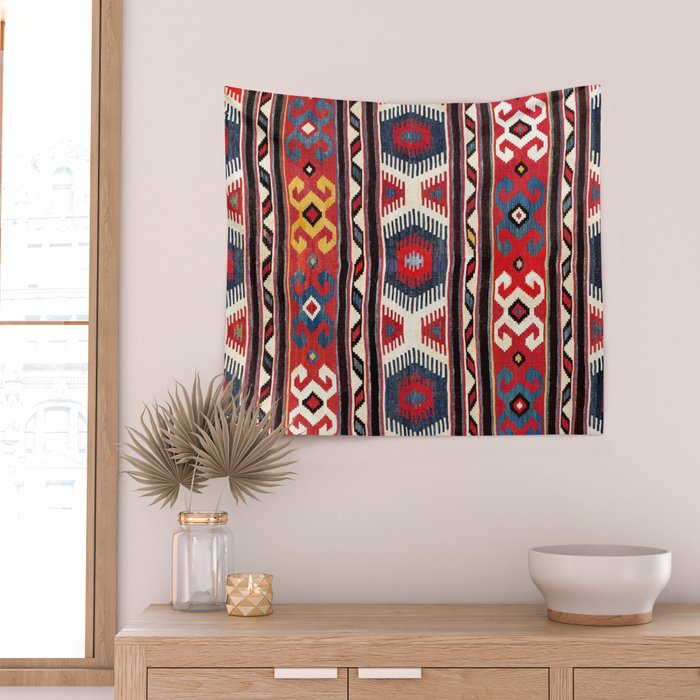 Kazak  Antique Southwest Caucasus Kilim Print Wall Tapestry Gallery Image 2