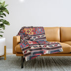 Kazak  Antique Southwest Caucasus Kilim Print Throw Blanket Gallery Image 1