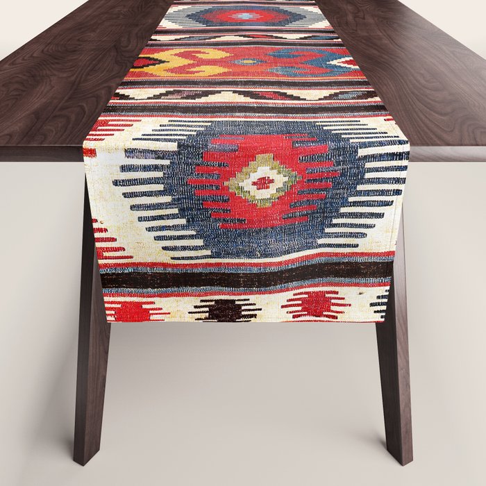 Kazak  Antique Southwest Caucasus Kilim Print Table Runner Gallery Image 1