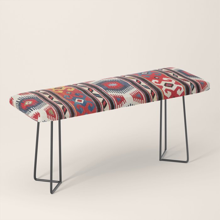 Kazak  Antique Southwest Caucasus Kilim Print Bench Gallery Image 1