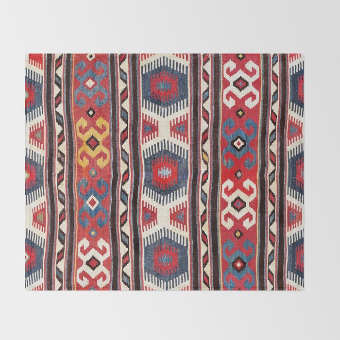 Kazak  Antique Southwest Caucasus Kilim Print Throw Blanket Gallery Image 2