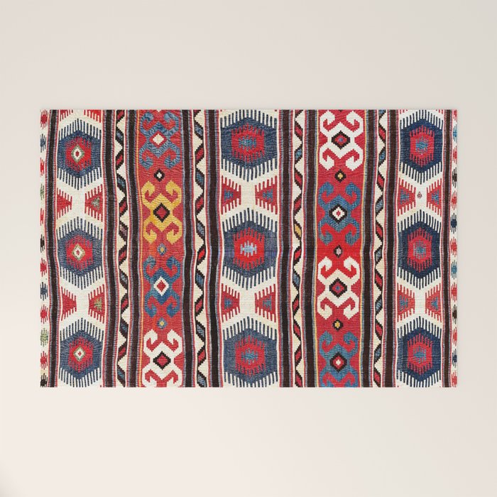 Kazak  Antique Southwest Caucasus Kilim Print Welcome Mat Gallery Image 1