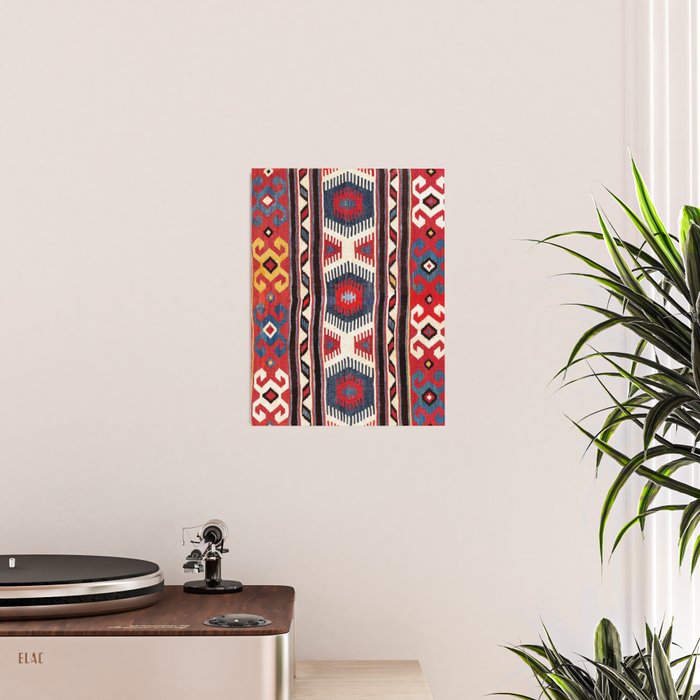 Kazak  Antique Southwest Caucasus Kilim Print Poster Gallery Image 2