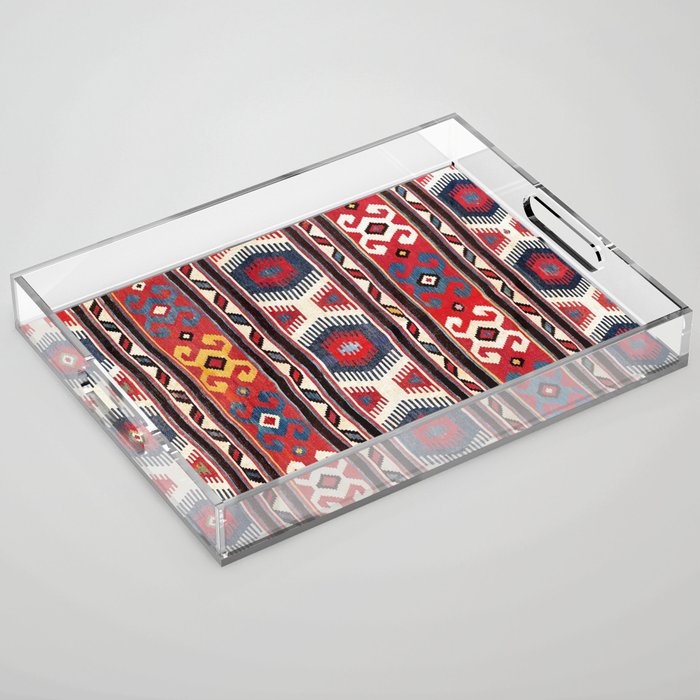Kazak  Antique Southwest Caucasus Kilim Print Acrylic Tray Gallery Image 1