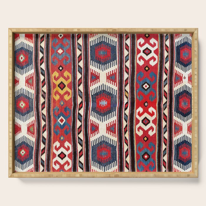 Kazak  Antique Southwest Caucasus Kilim Print Serving Tray Gallery Image 1