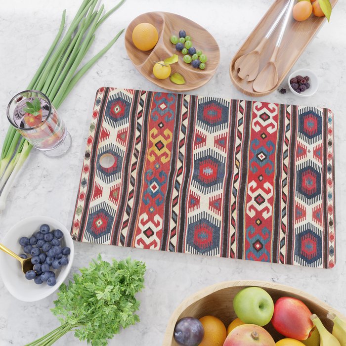Kazak  Antique Southwest Caucasus Kilim Print Cutting Board Gallery Image 2