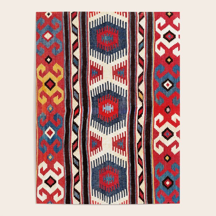 Kazak  Antique Southwest Caucasus Kilim Print Poster Gallery Image 4