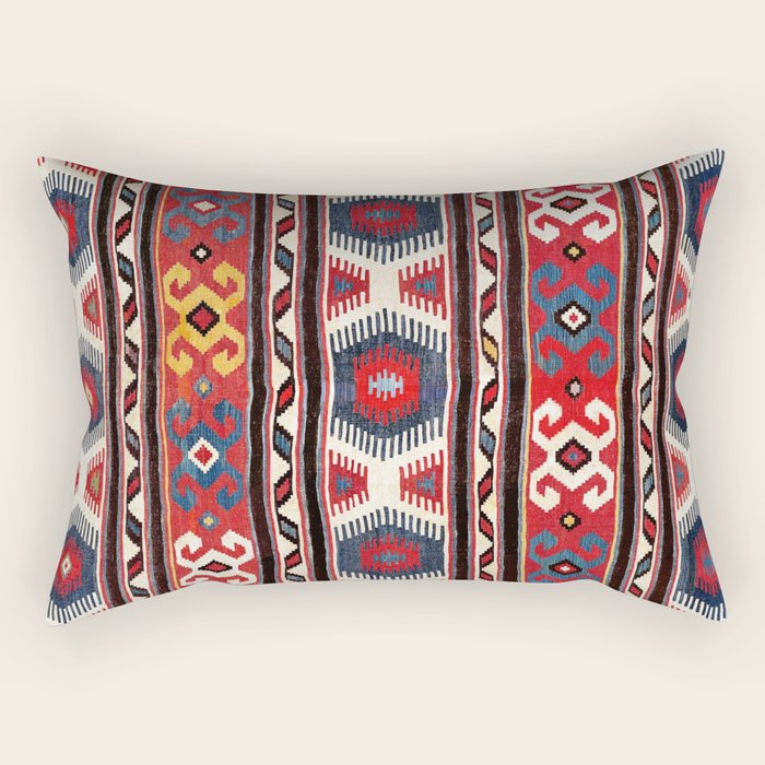 Kazak  Antique Southwest Caucasus Kilim Print Rectangular Pillow Gallery Image 1