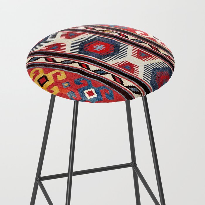 Kazak  Antique Southwest Caucasus Kilim Print Stool Gallery Image 2