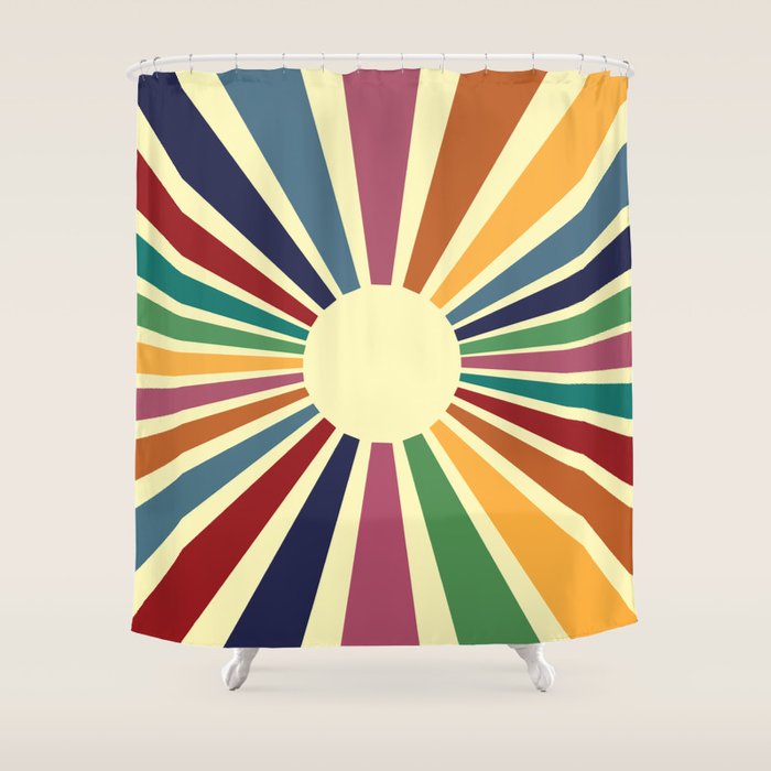 Sun Retro Art II Shower Curtain Gallery Image 1