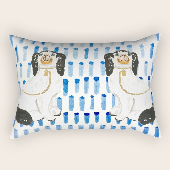 STAFFORDSHIRE DOGS ON BLUE Rectangular Pillow