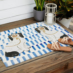 STAFFORDSHIRE DOGS ON BLUE Outdoor Rug Gallery Image 2