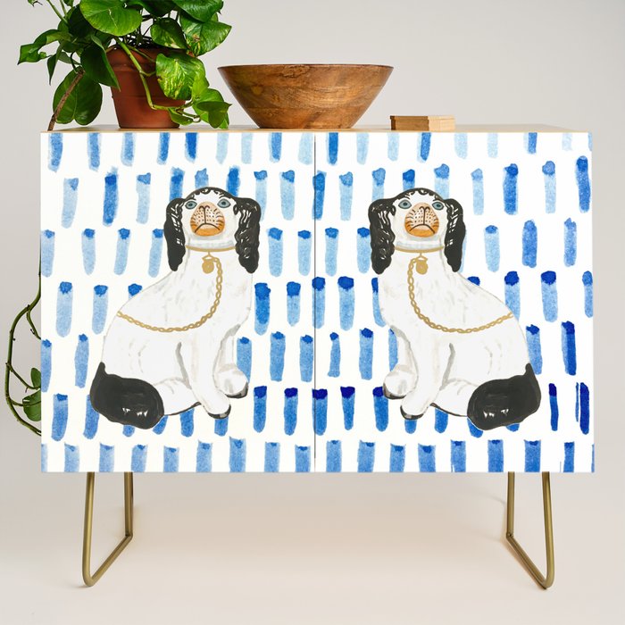 STAFFORDSHIRE DOGS ON BLUE Credenza Gallery Image 1