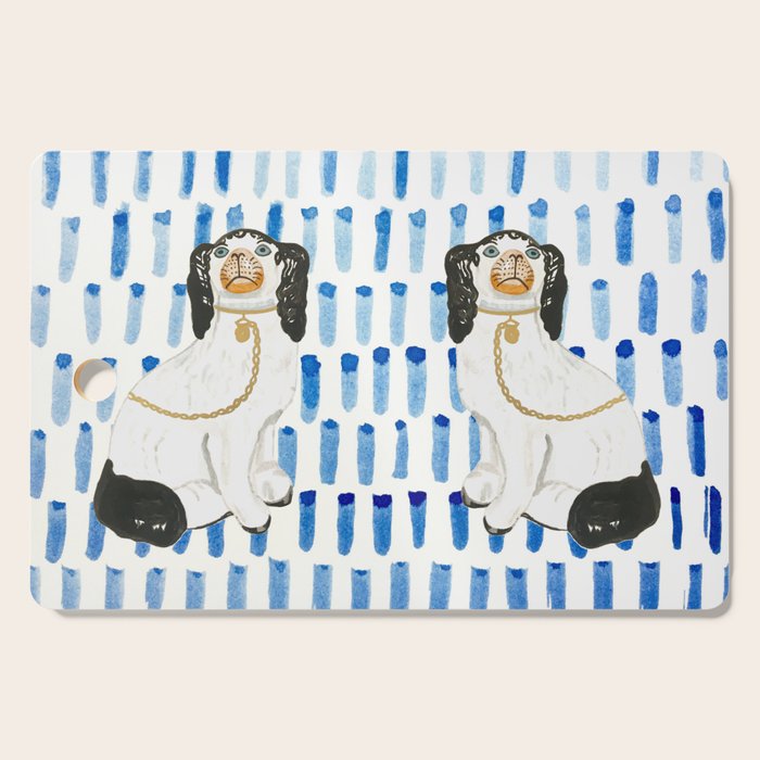 STAFFORDSHIRE DOGS ON BLUE Cutting Board Gallery Image 1