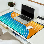 Gradient Curvature XII Beachy Blue and Orange Desk Mat Gallery Image 2