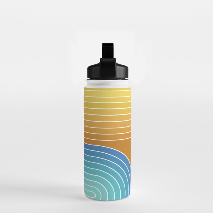 Gradient Curvature XII Beachy Blue and Orange Water Bottle Gallery Image 2