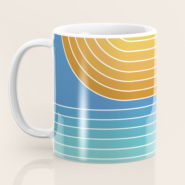 Gradient Curvature XII Beachy Blue and Orange Coffee Mug Gallery Image 3