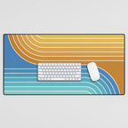 Gradient Curvature XII Beachy Blue and Orange Desk Mat Gallery Image 1