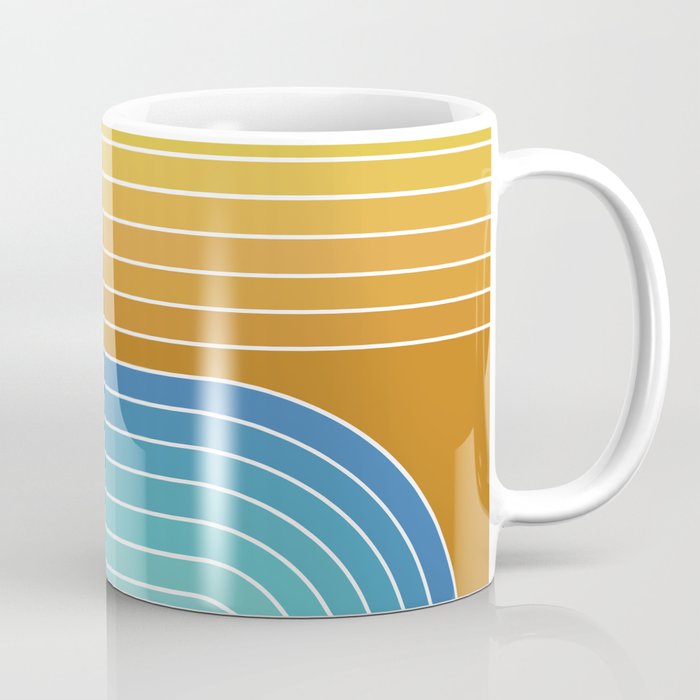 Gradient Curvature XII Beachy Blue and Orange Coffee Mug Gallery Image 1