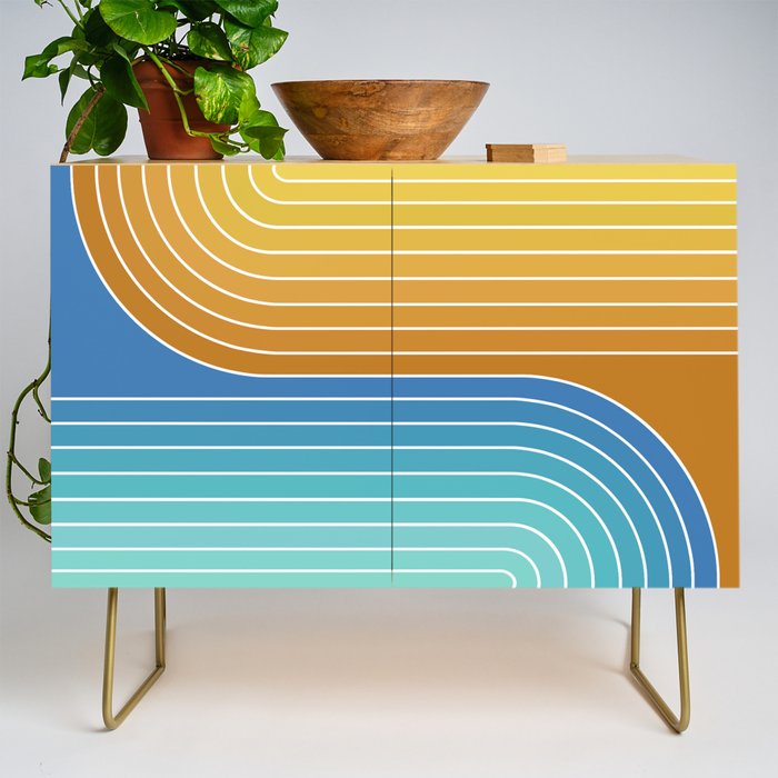 Gradient Curvature XII Beachy Blue and Orange Credenza Gallery Image 1