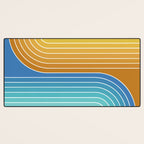 Gradient Curvature XII Beachy Blue and Orange Desk Mat Gallery Image 3