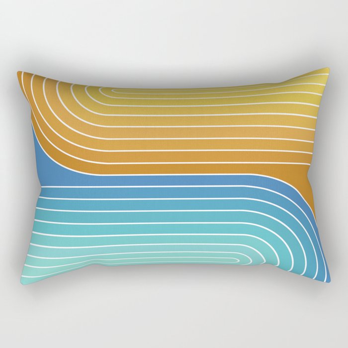 Gradient Curvature XII Beachy Blue and Orange Rectangular Pillow Gallery Image 1